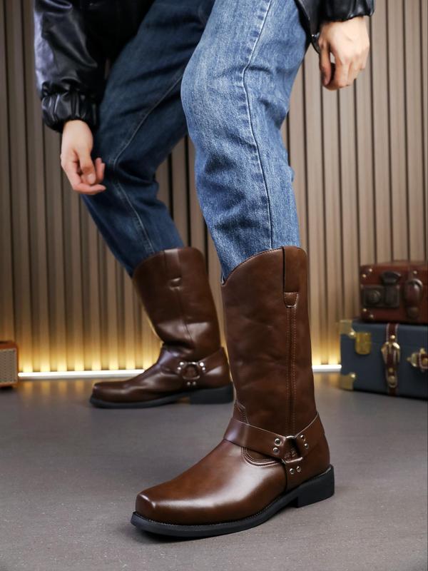 Men's Fashionable Solid Color Boots, Casual Comfortable Mid-calf Boots for Daily Wear, Fashion Shoes for Party, Daily Clothing Decor for Men