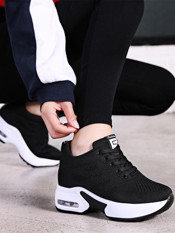 Women's Lace Up Platform Air Cushion Sneakers, Summer 2024 Casual Comfortable Round Toe Low Top Sneakers, Girl's Walking Shoes, Closed Footwear, Sneakers Women 2024