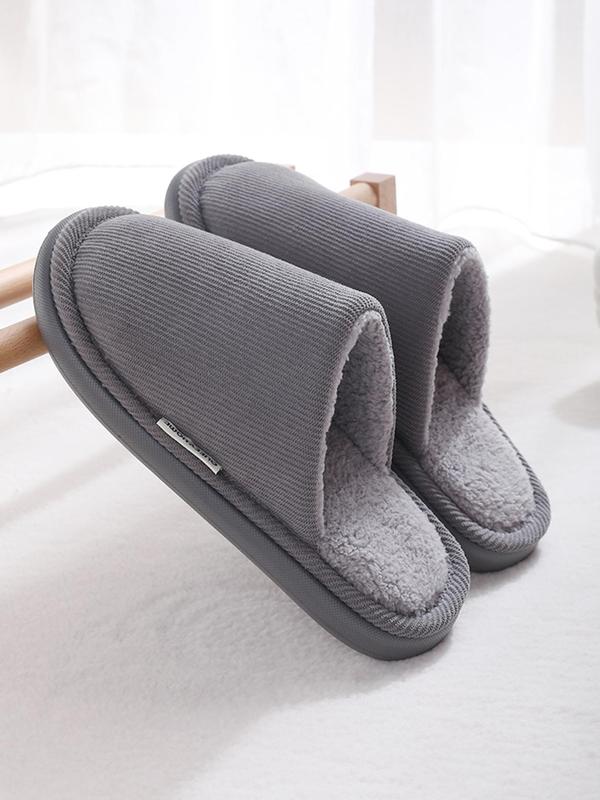 Men's Casual Solid Color Plush Slippers, Soft Comfortable Home Slippers, Warm Slippers for Indoor & Outdoor Use for Fall & Winter