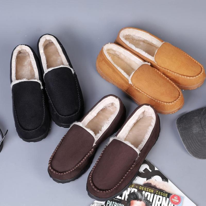 Men Slippers Indoor Outdoor Anti-Slip Slippers for Men Warm Plush