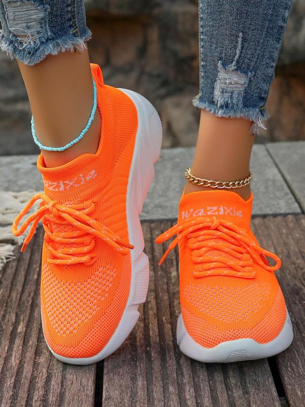 Women's Fashionable Breathable Mesh Sneakers, Casual Comfortable Sports Running Shoes, All-match Round Toe Lace Up Chunky Sneakers for Daily Wear