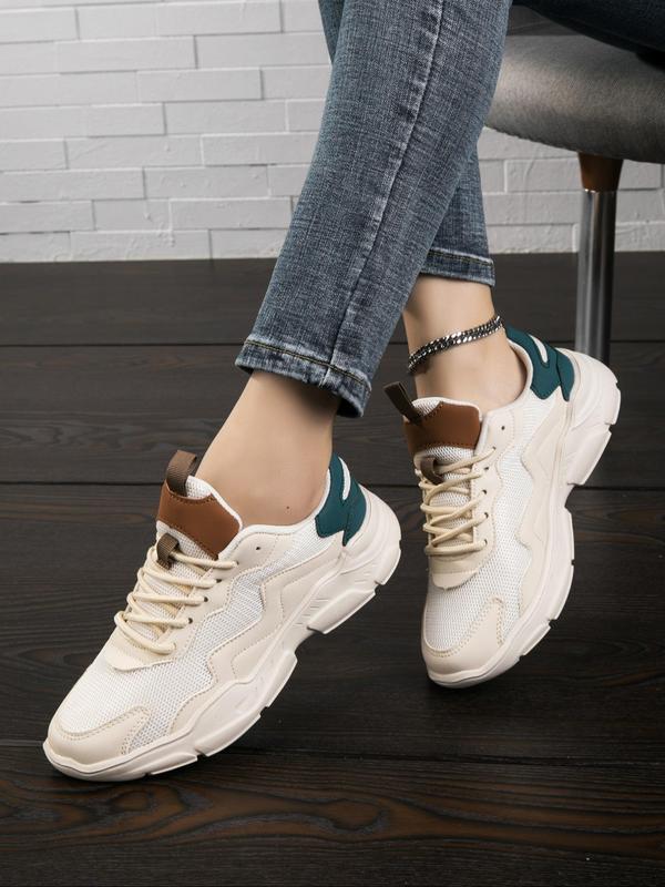 Women's Fashionable Lace Up Low Top Sneakers, 2024 New Style Casual Comfortable Breathable Sports Running Shoes, All-match Basic Shoes for Daily Wear for Women