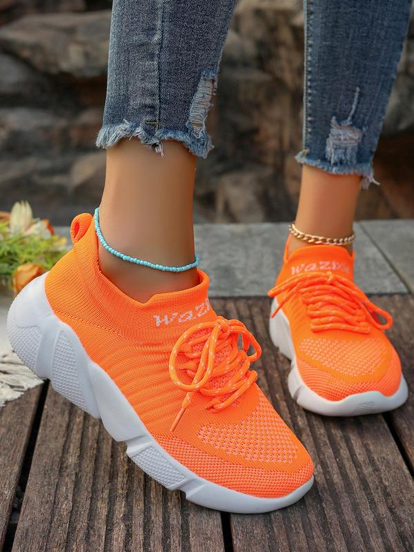 Women's Fashionable Breathable Mesh Sneakers, Casual Comfortable Sports Running Shoes, All-match Round Toe Lace Up Chunky Sneakers for Daily Wear