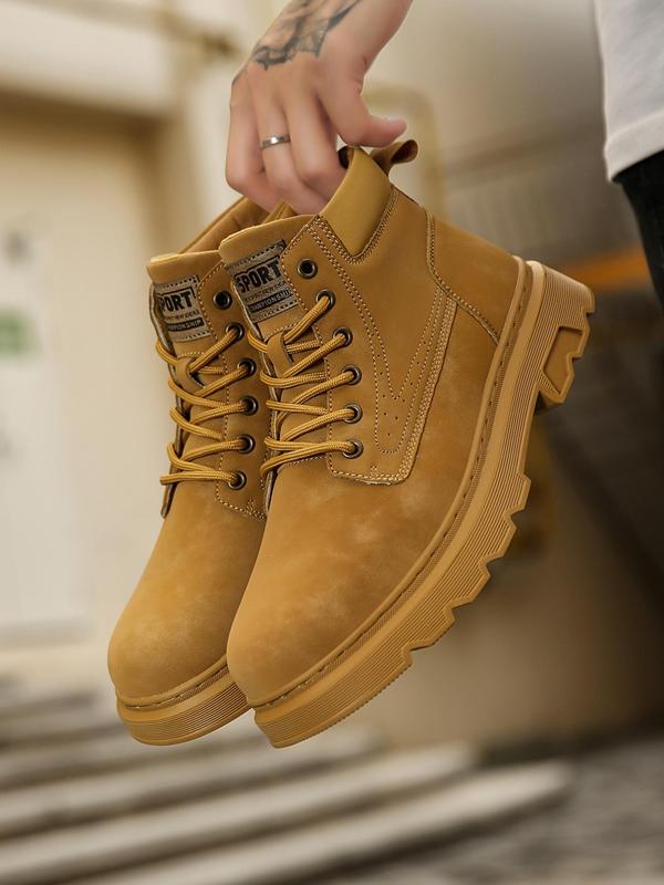 Men's Minimalist Fashionable Plain Color Ankle Boots, Casual Comfortable Retro Boots for Fall & Winter, Male All-match Trendy Shoes for Daily Wear