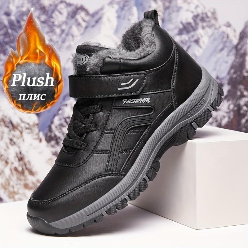 Men's Leisure Snow Boots, Non-Slip, Windproof, Waterproof High Top LASE-up Boots, Plush Lining, Suitable for Outdoor Walking, Running, Hiking, Autumn and Winter Boots, Wear-Resistant Non-Slip Outdoor Shoes Boy Footwear Walking Shoes Closed