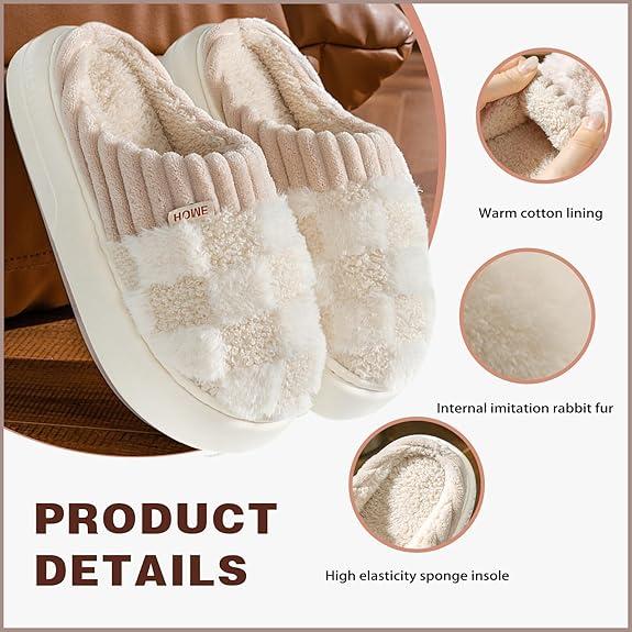 Slipper House Slippers for Women Men Plush Warm Fuzzy Slippers Flyffy Bedroom Shoes Indoor Slip On Flipflop Walking Shoes