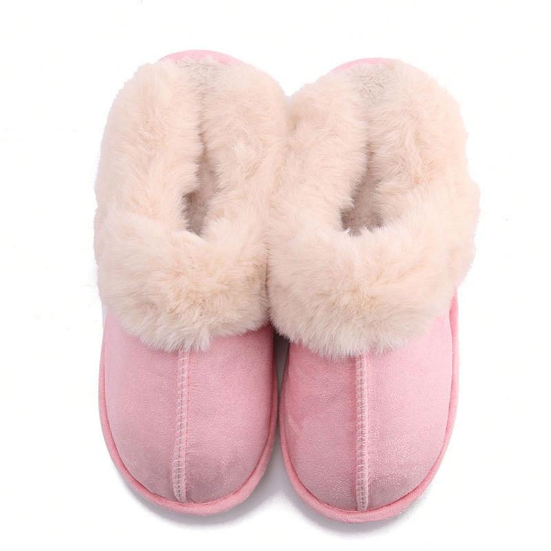 Womens Slipper Fluffy Soft Warm Slip On House Slippers,Anti-Skid Cozy Plush For Indoor Outdoor Pull-On