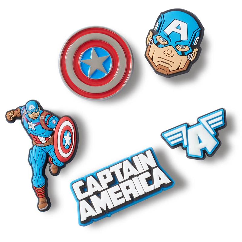 Crocs Jibbitz Marvel Captain America Superhero Shoe Charms 5-Pack