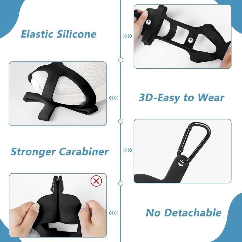 Shoe Holder for Backpack,  Elastic Silicone Shoe Holster with Backpack Clips for Sneaker Bag, Hang Extra Shoes Cleats Boots or Gear on Your Bag (Black)