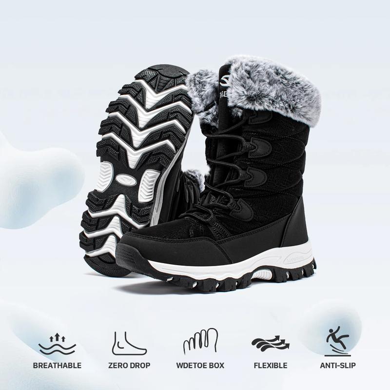 HOBIBEAR Women's Waterproof Winter Snow Boots Lightweight Warm Faux Fur Lined Mid-Calf Booties Thick walking boots