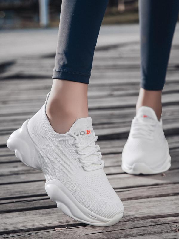 Women's Fashionable Letter Print Lace Up Low Top Sneakers, Casual Comfortable Breathable Sports Running Shoes, All-match Basic Shoes for Daily Wear