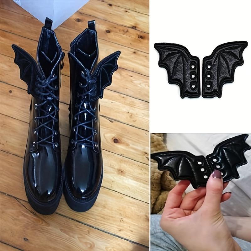 Bat Design Shoe Wings, 1 Pair Creative Bat Shoe Accessories, DIY Shoe Decoration Charms for Skates Sneakers Canvas Shoes