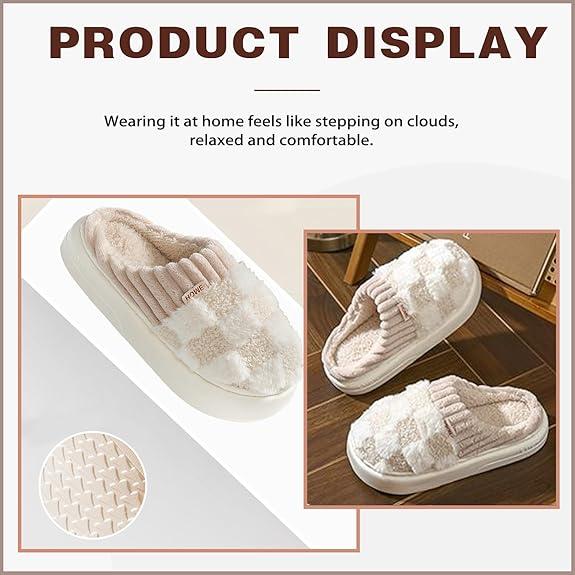 Slipper House Slippers for Women Men Plush Warm Fuzzy Slippers Flyffy Bedroom Shoes Indoor Slip On Flipflop Walking Shoes