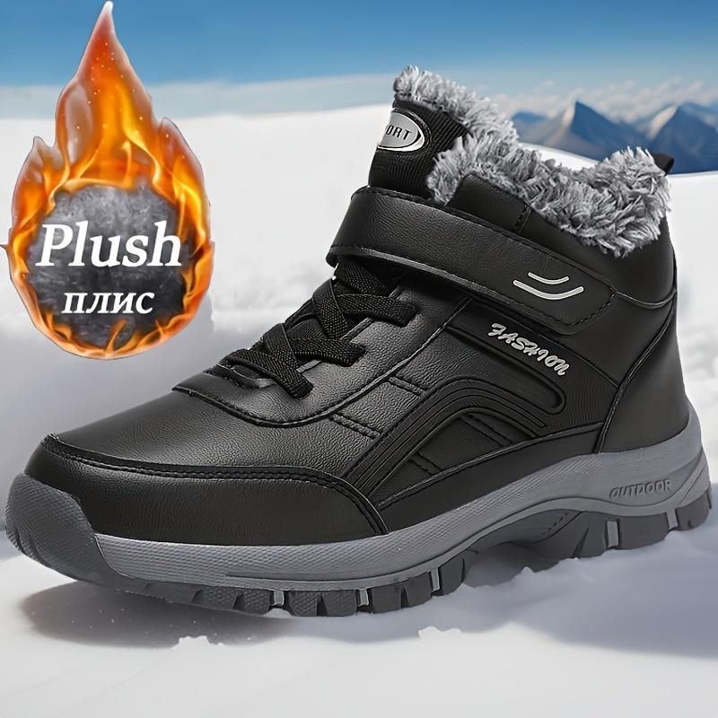 Men's Leisure Snow Boots, Non-Slip, Windproof, Waterproof High Top LASE-up Boots, Plush Lining, Suitable for Outdoor Walking, Running, Hiking, Autumn and Winter Boots, Wear-Resistant Non-Slip Outdoor Shoes Boy Footwear Walking Shoes Closed