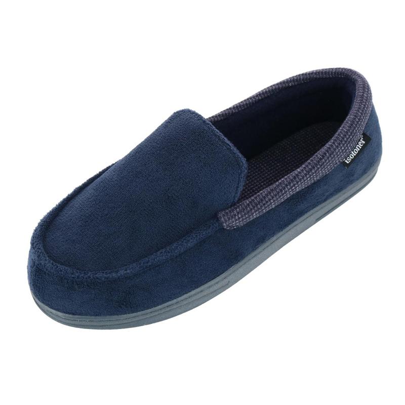 Isotoner Men's Microterry and Waffle Travis Moccasin Slipper