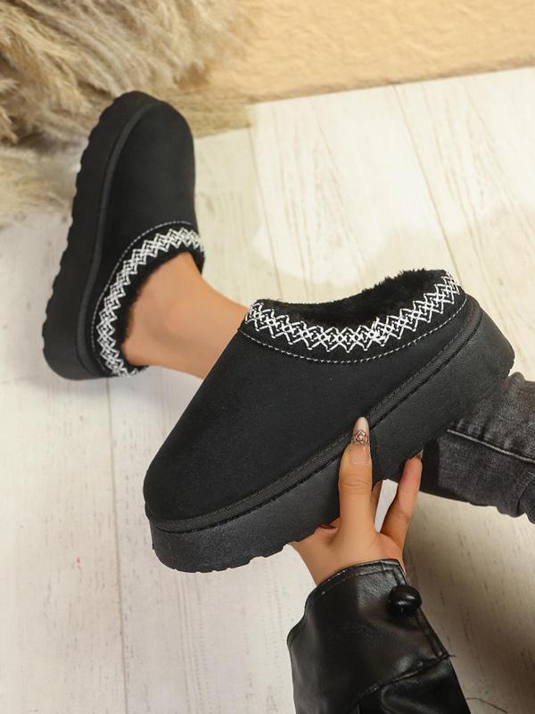 Women's Fashionable Embroidering Design Slippers, Casual Comfortable Flat Slippers for Indoor & Outdoor Wear, Female All-match Round Toe Shoes for Fall & Winter