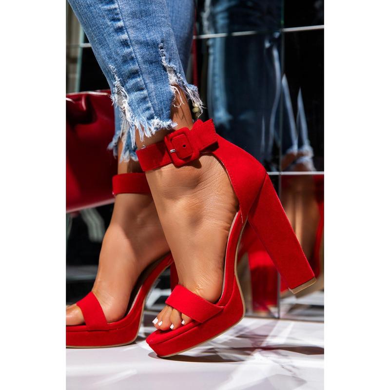 New Limits Platform Block Heels - Red