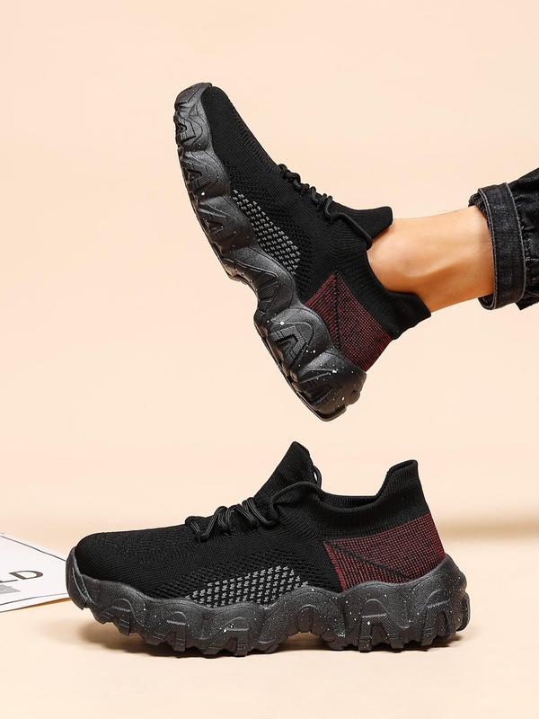 Men's Colorblock Lace Up Low Top Sneakers, Casual Breathable Comfortable Sports Running Shoes, Male All-match Round Toe Shoes for Daily Wear