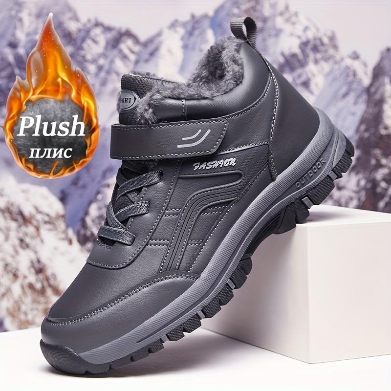 Men's Leisure Snow Boots, Non-Slip, Windproof, Waterproof High Top LASE-up Boots, Plush Lining, Suitable for Outdoor Walking, Running, Hiking, Autumn and Winter Boots, Wear-Resistant Non-Slip Outdoor Shoes Boy Footwear Walking Shoes Closed