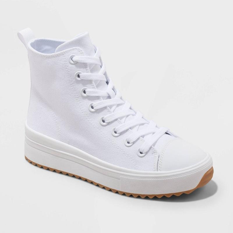 Wild Fable Women's High-Top Canvas Casual Sneakers Memory Foam Insole Lace-Up