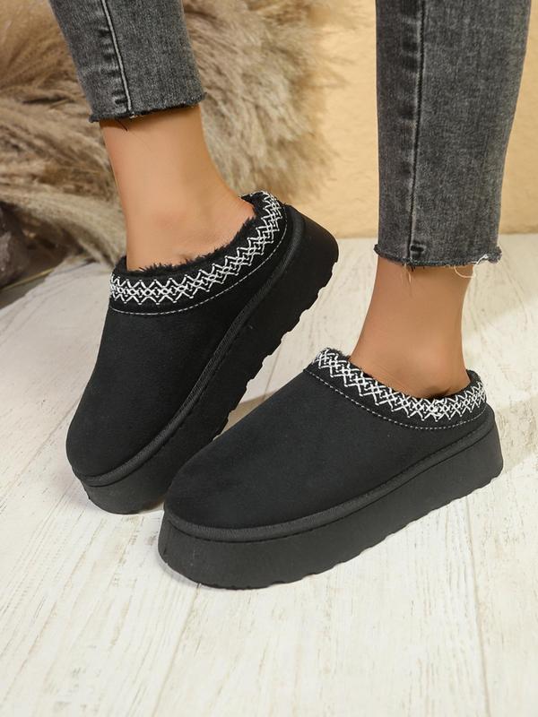 Women's Fashionable Embroidering Design Slippers, Casual Comfortable Flat Slippers for Indoor & Outdoor Wear, Female All-match Round Toe Shoes for Fall & Winter