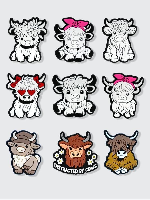 Cute Cartoon Highland Cow Design Shoe Charms, Fashionable Novelty Shoes Decorations for Clogs, Creative DIY Shoes Accessories for Women & Men