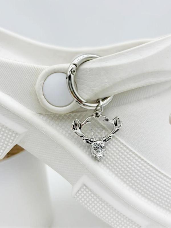 Punk Style Deer Head Design Shoe Charms, Fashionable Novelty Shoes Decorations for Clogs, Stylish Shoes Accessories for Women & Men