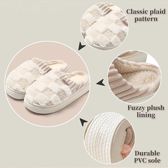 Slipper House Slippers for Women Men Plush Warm Fuzzy Slippers Flyffy Bedroom Shoes Indoor Slip On Flipflop Walking Shoes