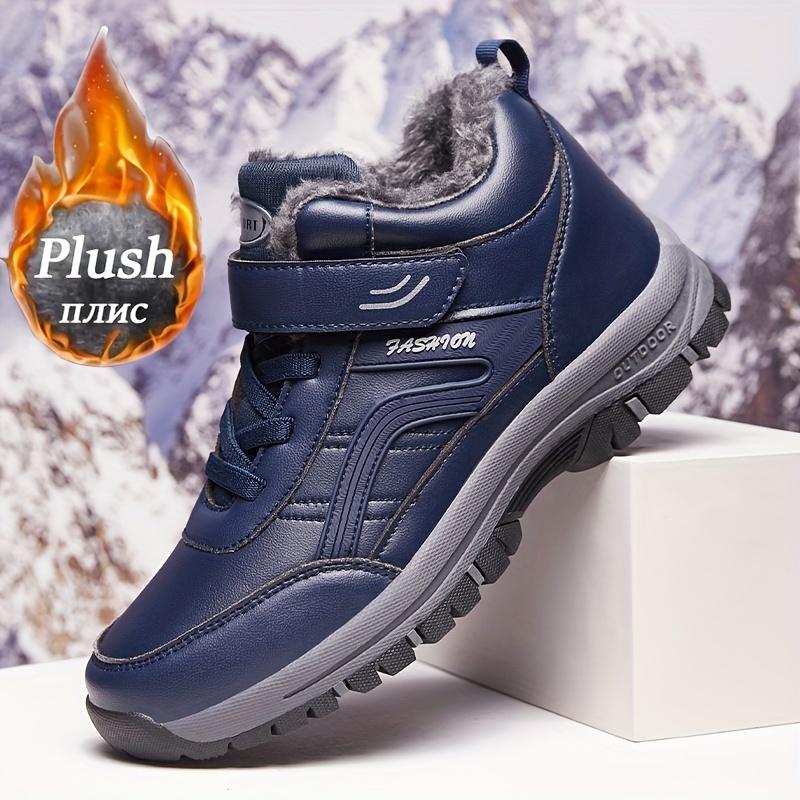 Men's Leisure Snow Boots, Non-Slip, Windproof, Waterproof High Top LASE-up Boots, Plush Lining, Suitable for Outdoor Walking, Running, Hiking, Autumn and Winter Boots, Wear-Resistant Non-Slip Outdoor Shoes Boy Footwear Walking Shoes Closed