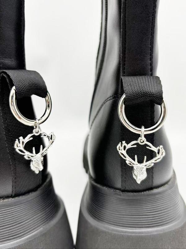 Punk Style Deer Head Design Shoe Charms, Fashionable Novelty Shoes Decorations for Clogs, Stylish Shoes Accessories for Women & Men