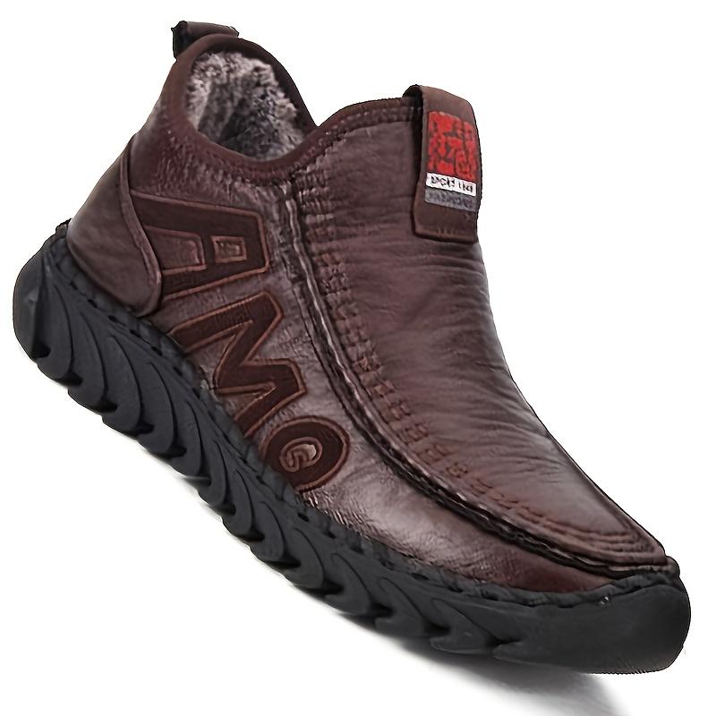 Men's Warm Fleece Shoes Comfortable Non-slip Snow Boots, Winter