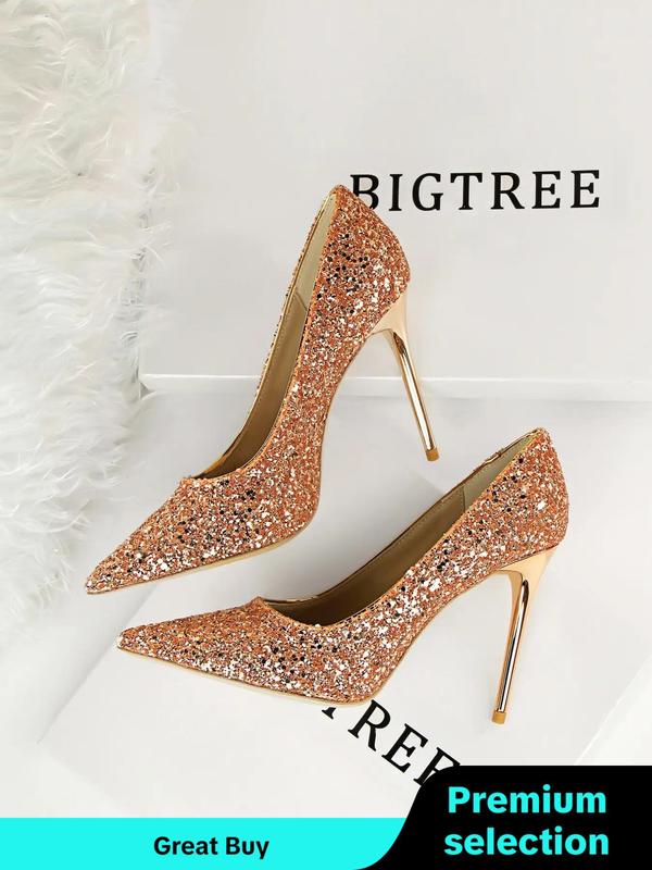 Women's Rhinestone Decorated Stiletto Heels, Elegant Glitter Pointed Toe High Heel Shoes for Party, Banquet, Fashionable Shoes for Daily Wear