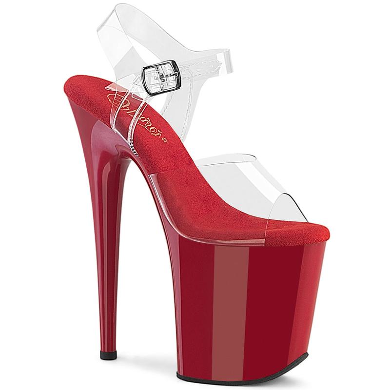 Pleaser Flamingo-808 Womens Sandals in Clear Red