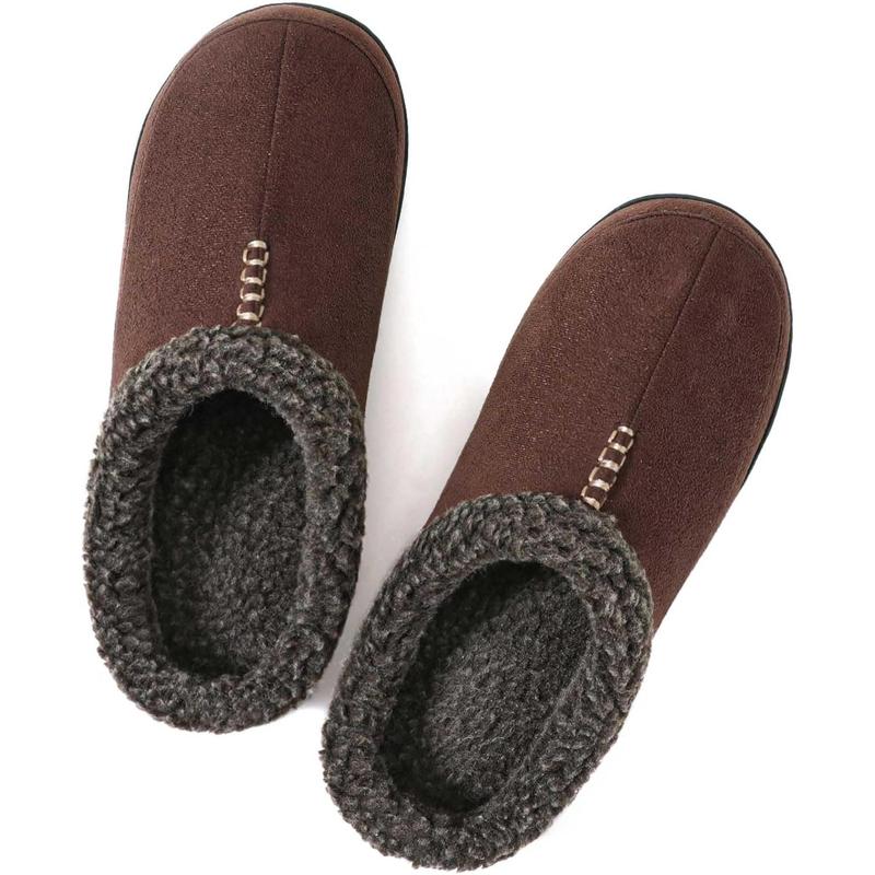 Men's Breathable Suede Fleece Lined Slippers with Memory Foam Indoor Outdoor