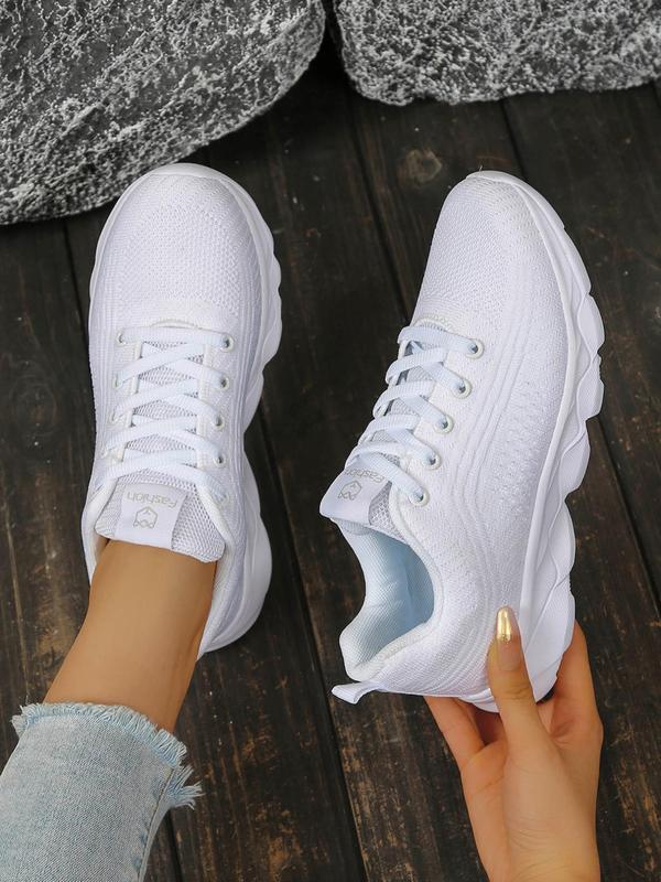 Women's Sporty Lace Up Low Top Sneakers, Casual Comfortable Breathable Running Shoes, Female All-match Round Toe Non-slip Sports Shoes for Daily Wear