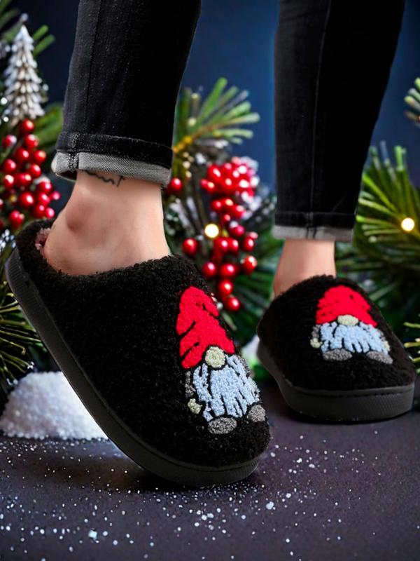 Women's Cute Gingerbread Man Design Plush Slippers, Casual Soft Comfortable Home Slippers, Warm Slippers for Indoor & Outdoor Use for Fall & Winter Fluffy Slippers