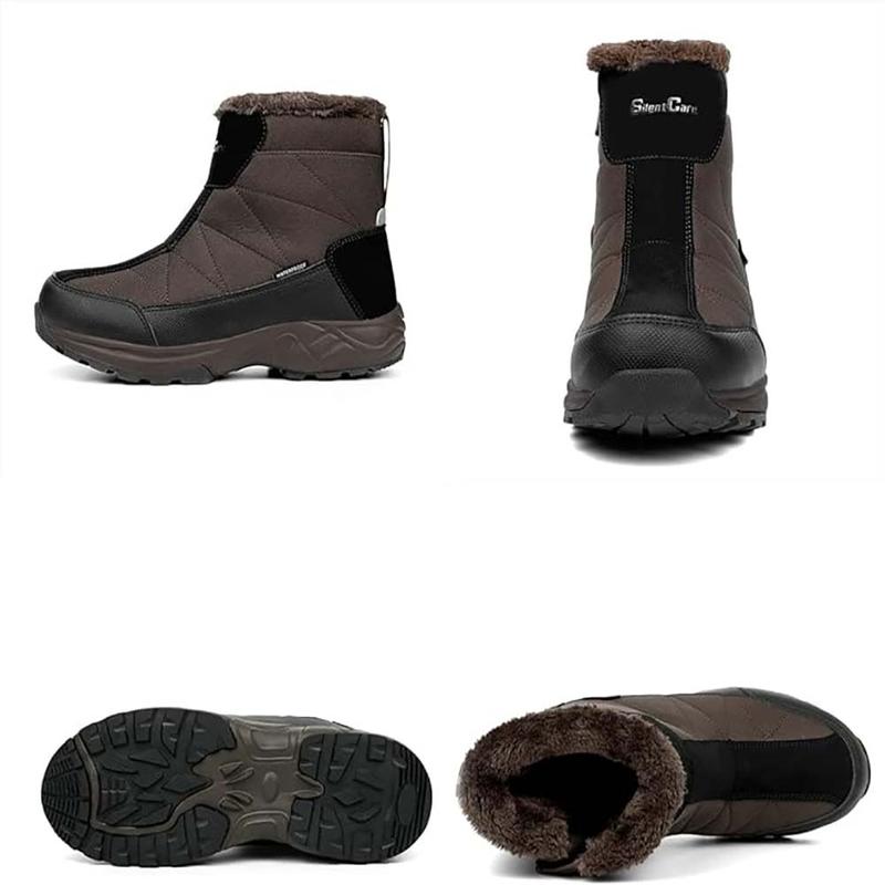 Men's Warm Snow Boots, Fur Lined Waterproof Winter Shoes, Anti-Slip Lightweight Ankle Boot  Boy Walking Shoes snow boot