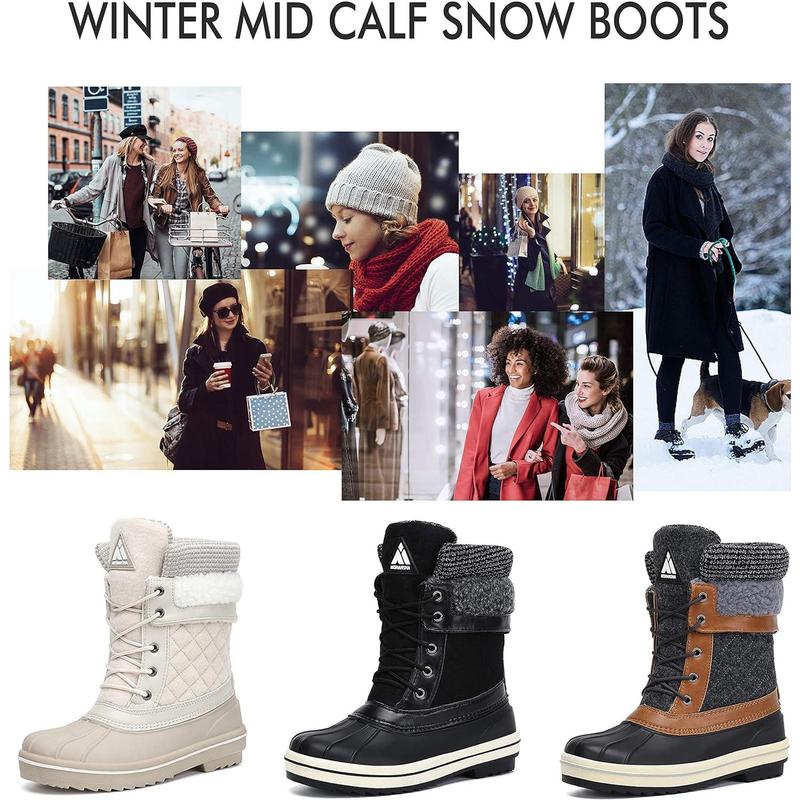 Mishansha Snow Boots for Women Mid-Calf Waterproof Winter Boot women's winter boots shoes warm waterproof shell