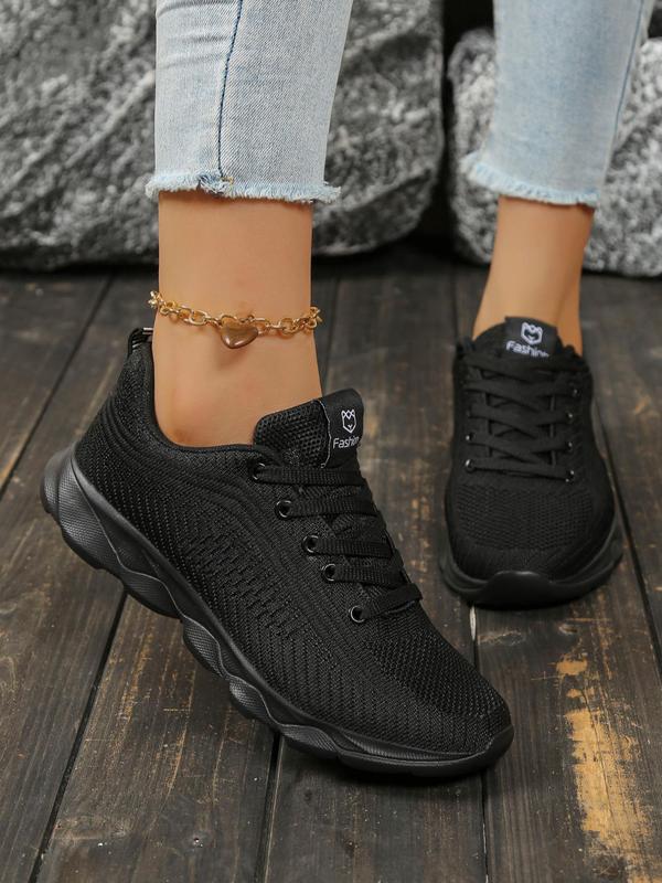 Women's Sporty Lace Up Low Top Sneakers, Casual Comfortable Breathable Running Shoes, Female All-match Round Toe Non-slip Sports Shoes for Daily Wear