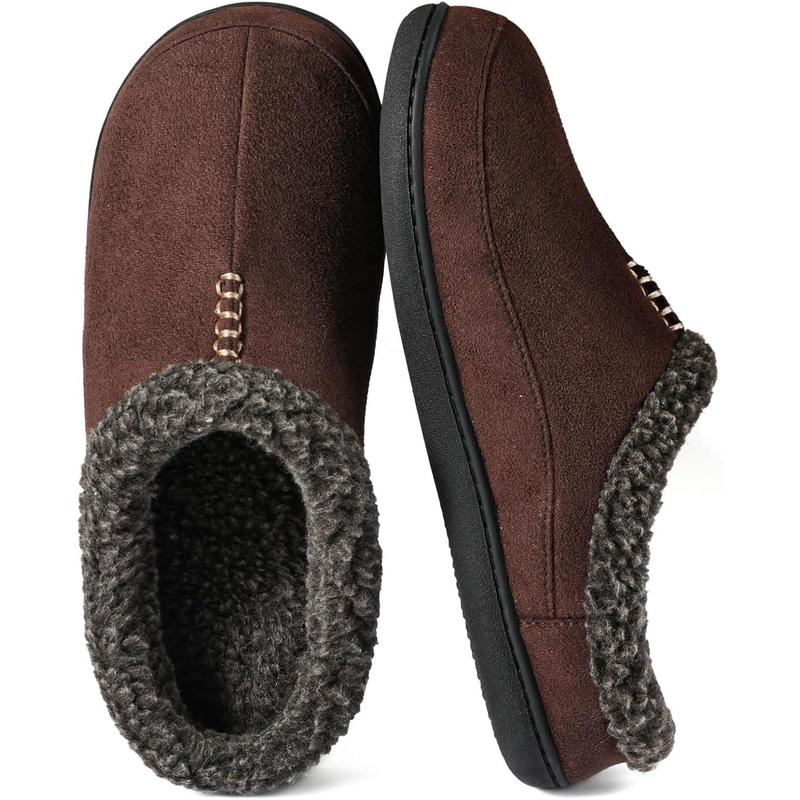 Men's Breathable Suede Fleece Lined Slippers with Memory Foam Indoor Outdoor