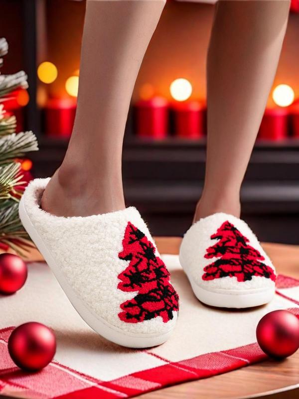 Women's Cute Gingerbread Man Design Plush Slippers, Casual Soft Comfortable Home Slippers, Warm Slippers for Indoor & Outdoor Use for Fall & Winter Fluffy Slippers