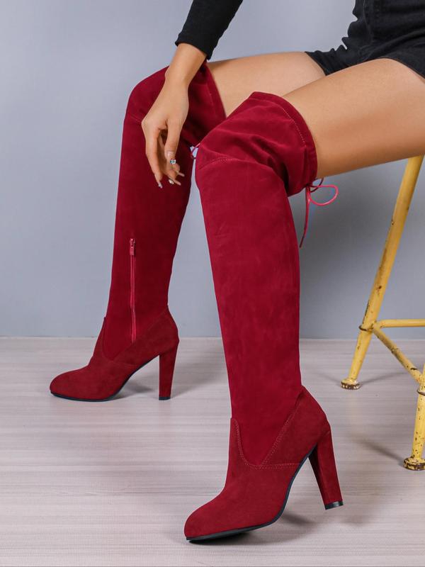 Women's Fashionable Solid Color Over-the-Knee Boots, Elegant Pointed Toe Boots for Daily Wear, Female All-match Trendy Shoes for Fall & Winter