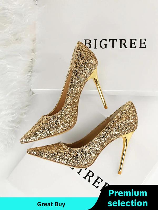 Women's Rhinestone Decorated Stiletto Heels, Elegant Glitter Pointed Toe High Heel Shoes for Party, Banquet, Fashionable Shoes for Daily Wear