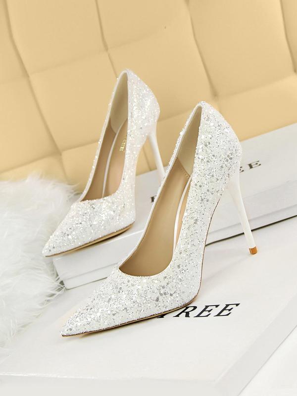 Women's Rhinestone Decorated Stiletto Heels, Elegant Glitter Pointed Toe High Heel Shoes for Party, Banquet, Fashionable Shoes for Daily Wear