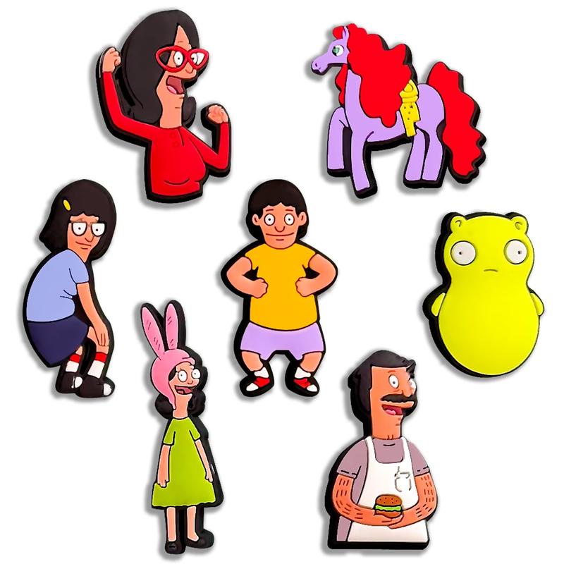 Bob Burgers Croc Charms 7PCS PVC Clog Pins Accessories Party Favors Birthday Gifts Holidays Decoration for Boys Women Girls