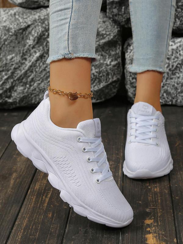 Women's Sporty Lace Up Low Top Sneakers, Casual Comfortable Breathable Running Shoes, Female All-match Round Toe Non-slip Sports Shoes for Daily Wear