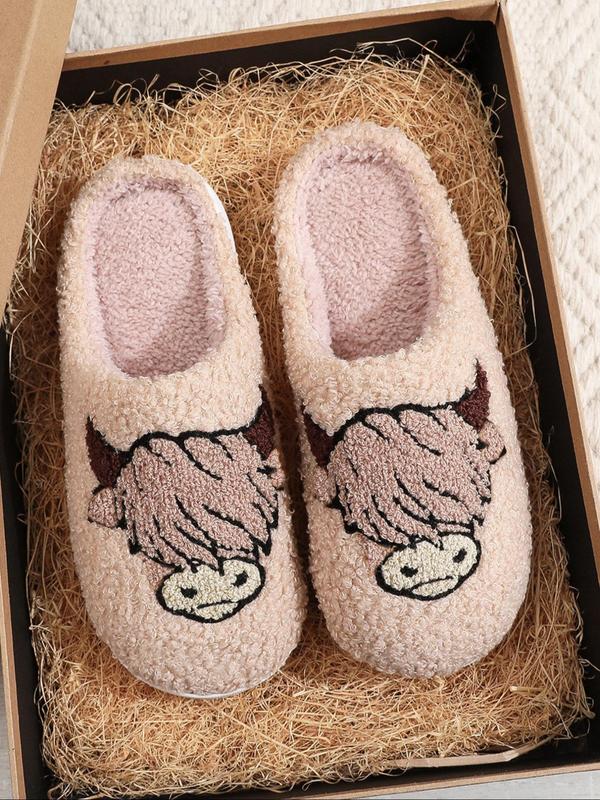 Women's Cute Cartoon Cat Pattern Plush Slippers, 2024 New Style Casual Soft Comfortable Home Slippers, Warm Slippers for Indoor & Outdoor Use for Fall & Winter