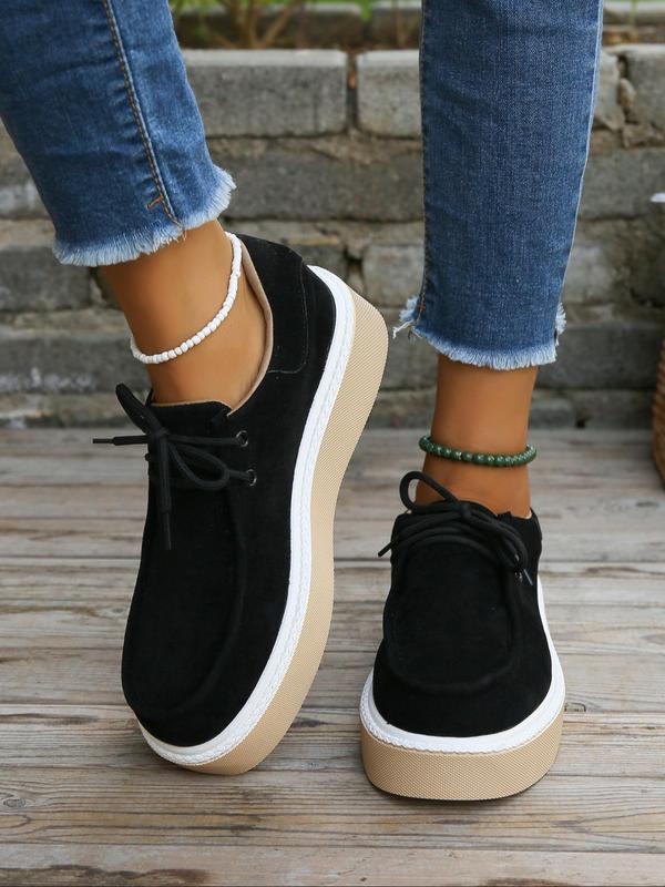 Women's Fashionable Lace Up Low Top Sneakers, 2024 New Style Casual Comfortable Sports Shoes for Daily Wear, Perfect for Students and Outdoor Sports