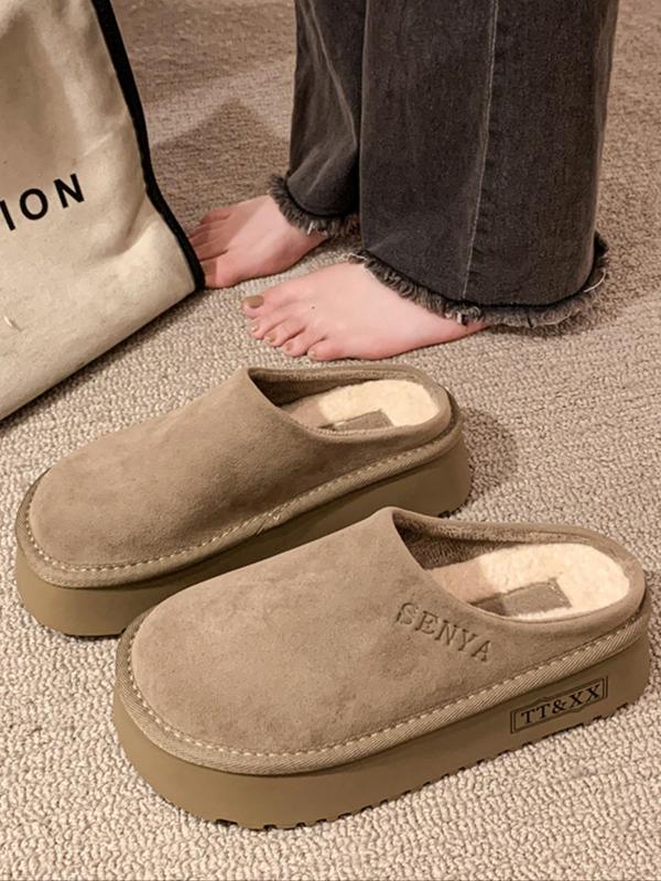 Women's Fashionable Fluffy Platform Slippers, Casual Soft Comfortable Home Slippers, Warm Slippers for Indoor & Outdoor Use for Fall & Winter