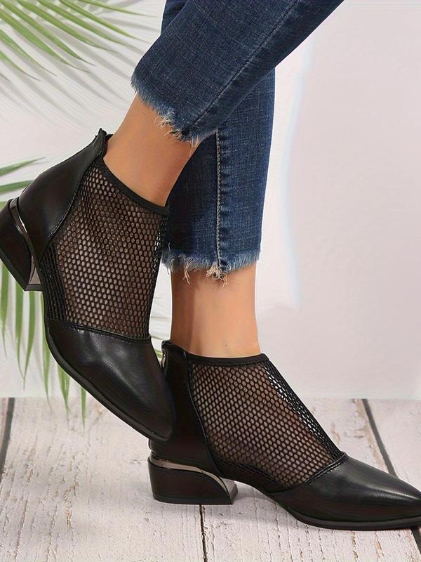 Women's Fashionable Fishing Net Design Pointed Toe Heels, Casual Comfortable Breathable Mesh Shoe for Daily Wear, Female All-match Shoes for Daily Wear